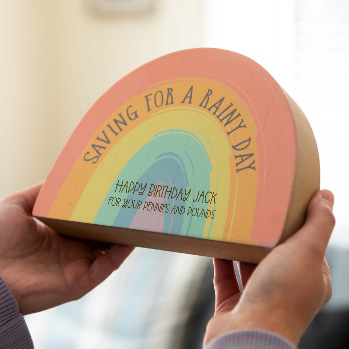 Personalised Rainbow Money Box Birthday Gift