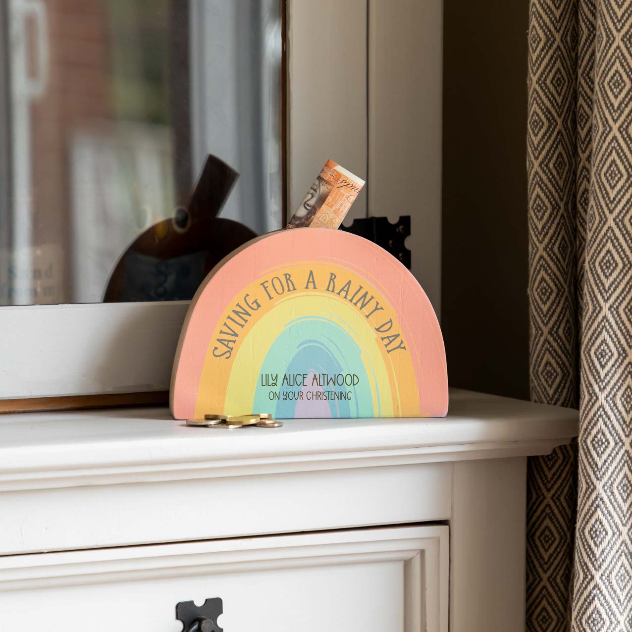 Personalised Rainbow Money Box Birthday Gift
