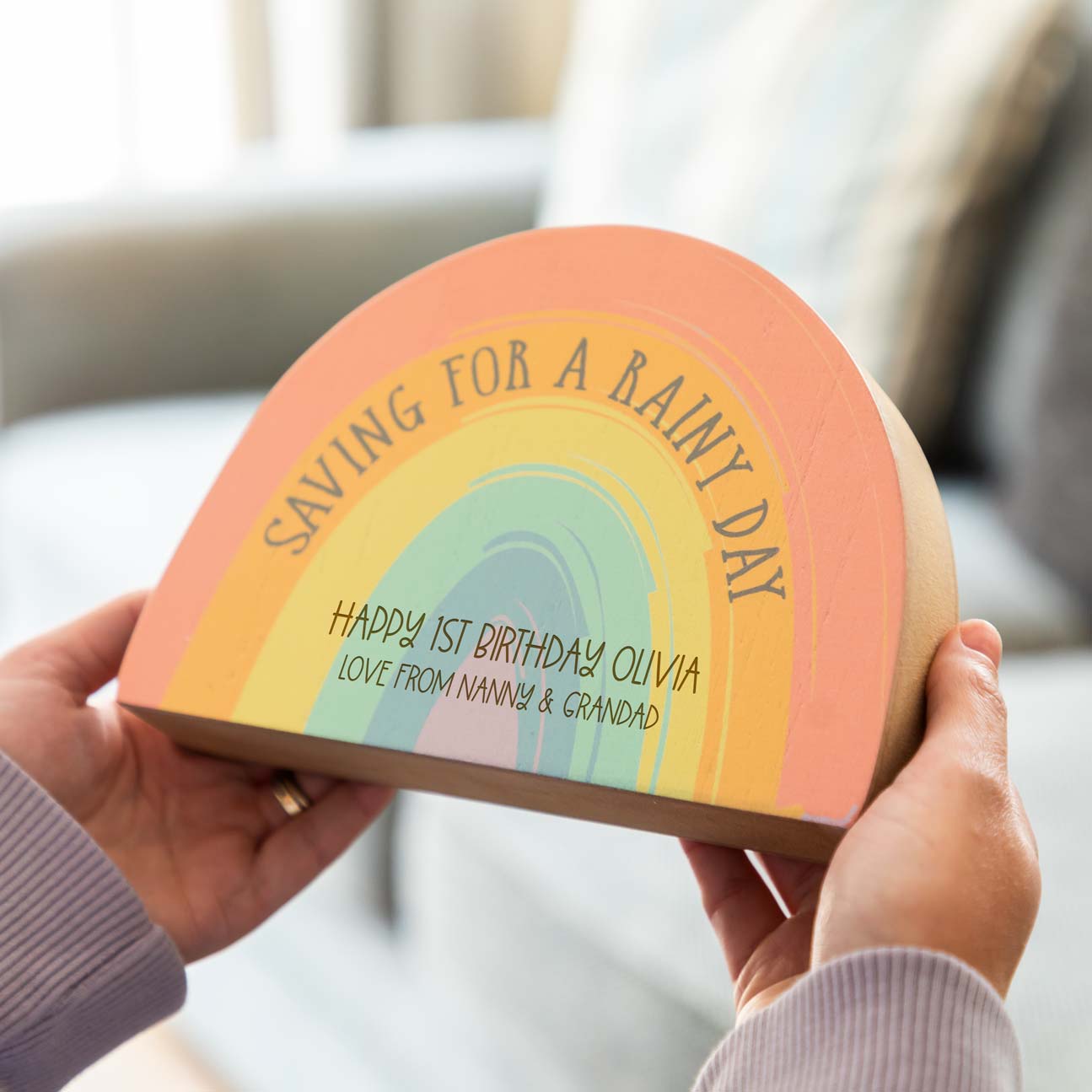 Personalised Rainbow Money Box Birthday Gift