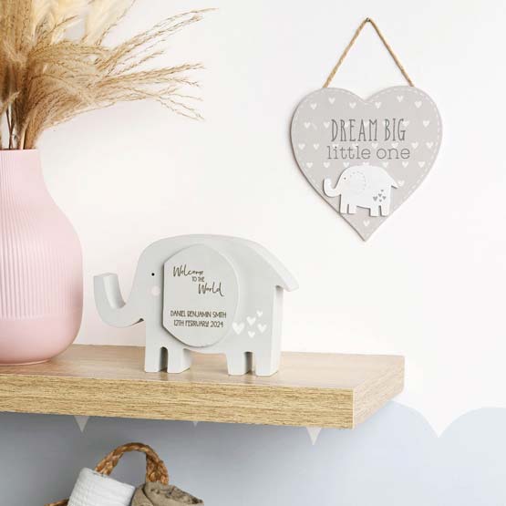 Personalised Elephant Money Box Welcome To The World