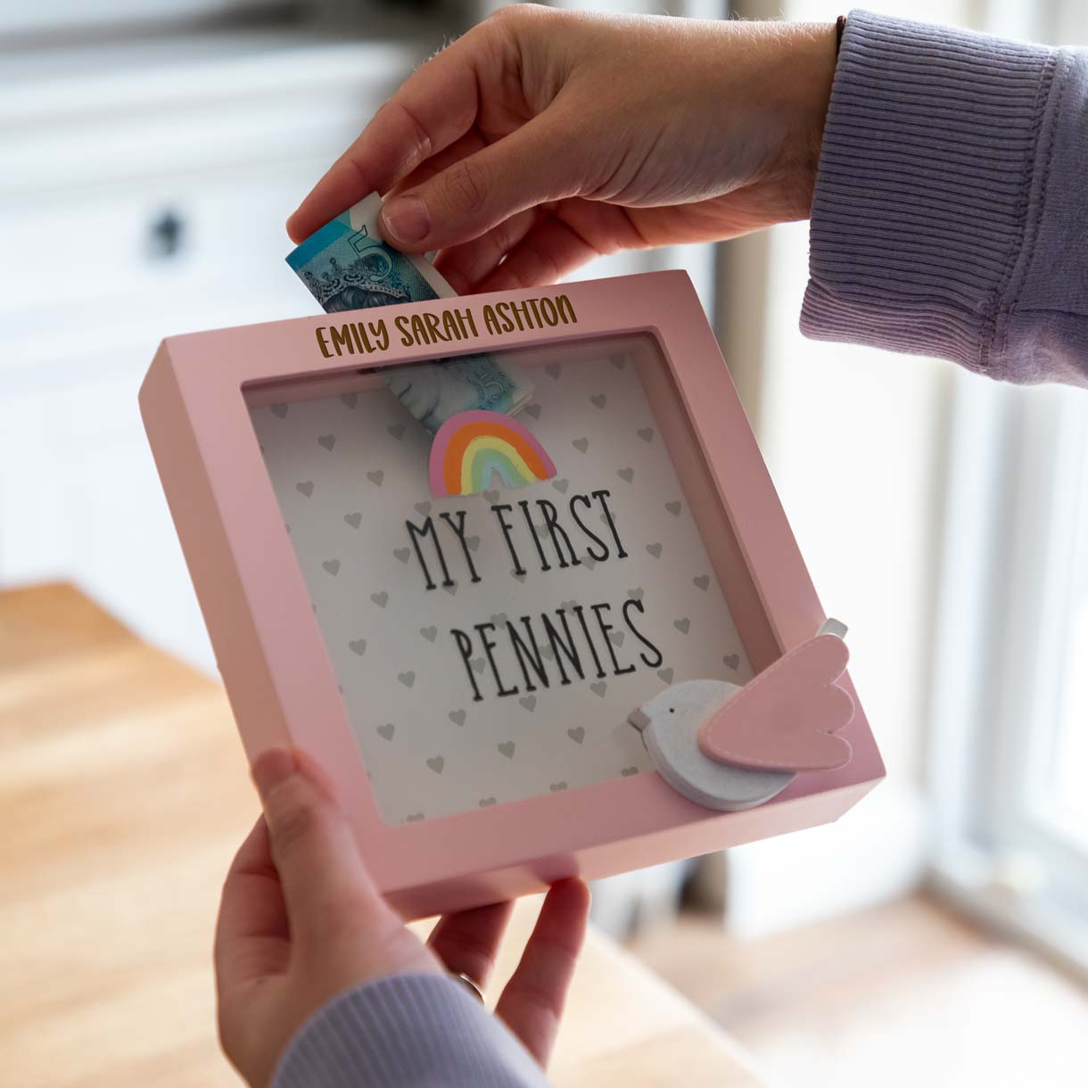 Personalised My First Pennies Money Box Pink or Blue