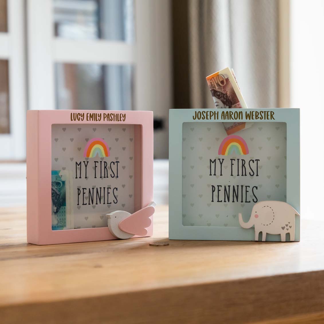 Personalised My First Pennies Money Box Pink or Blue
