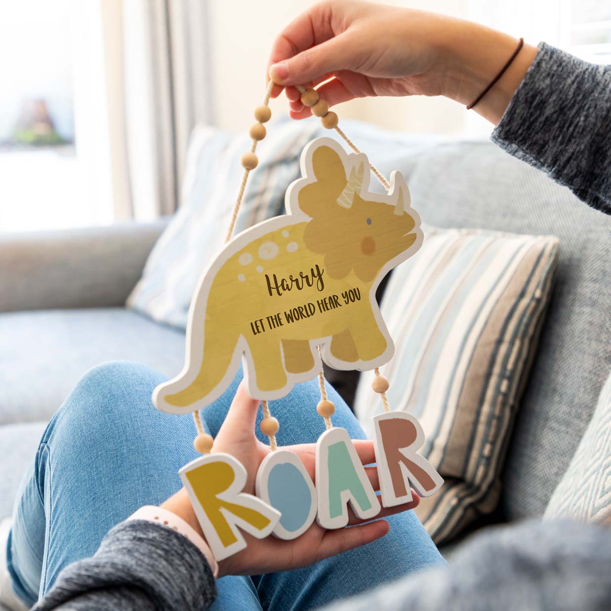 Personalised Let The World Hear You Roar Dinosaur Sign