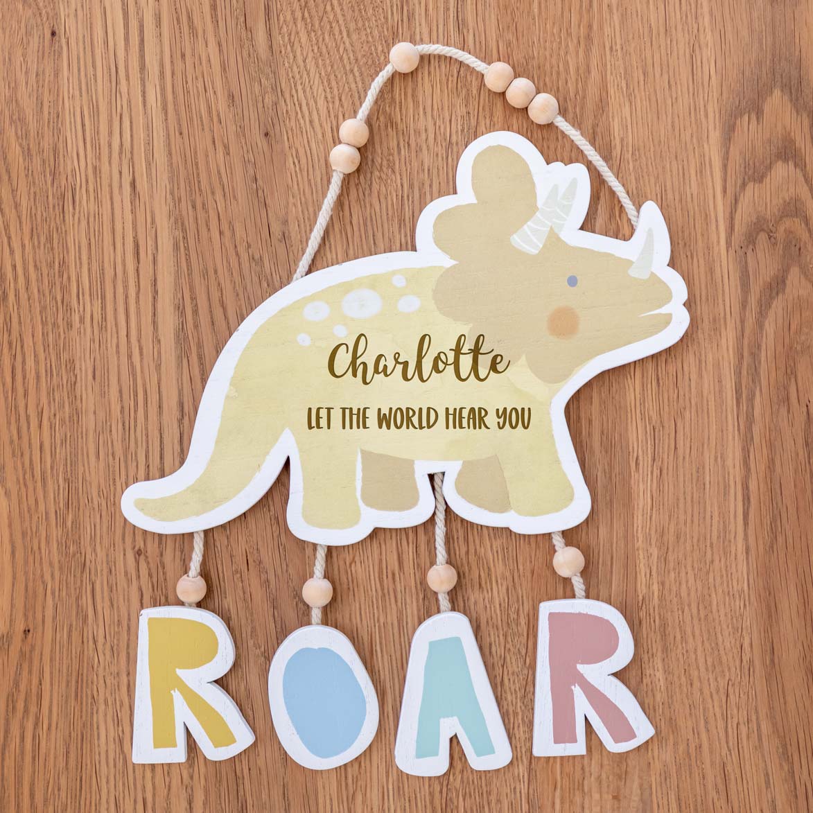 Personalised Let The World Hear You Roar Dinosaur Sign
