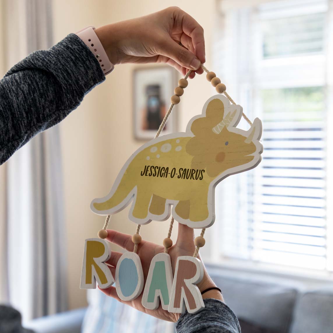 Personalised Name O Saurus Roar Dinosaur Sign