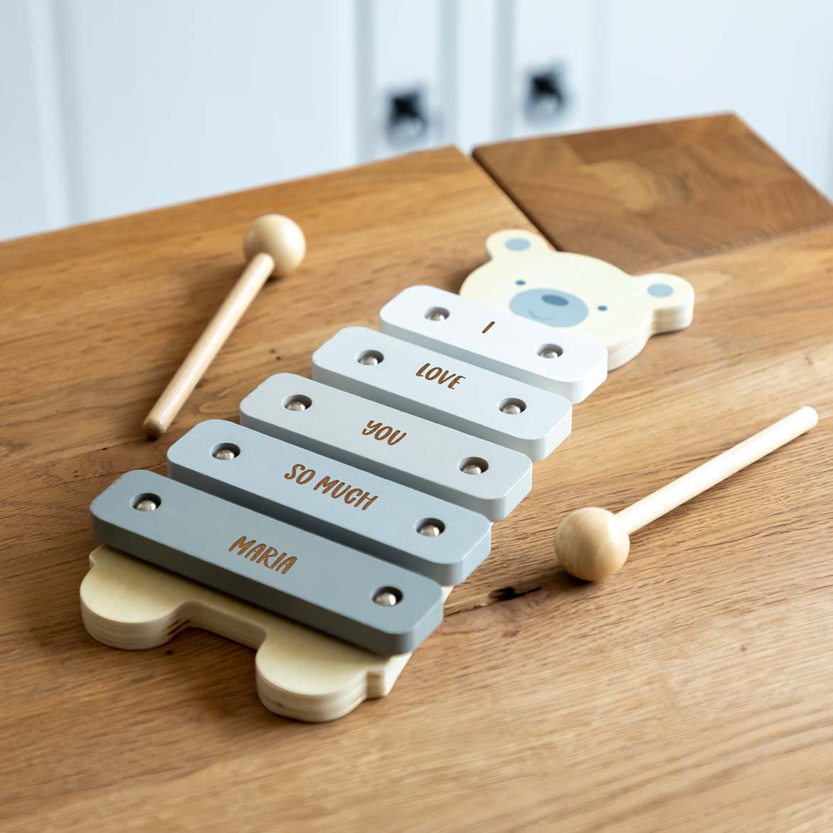 Personalised bear xylophone music toy