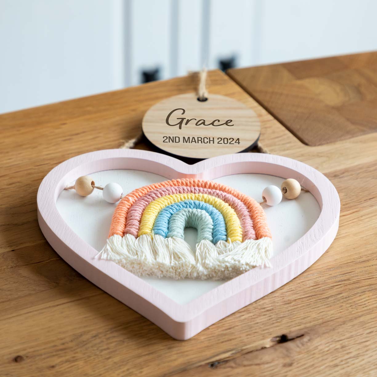 Personalised New Baby Gift Heart Nursery Sign