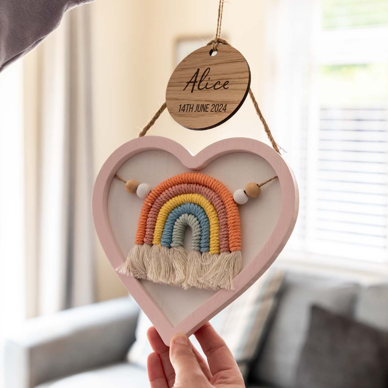 Personalised New Baby Gift Heart Nursery Sign