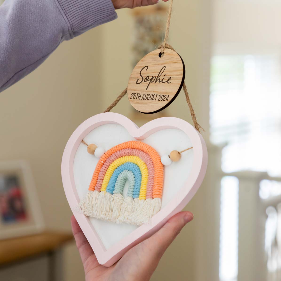Personalised New Baby Gift Heart Nursery Sign