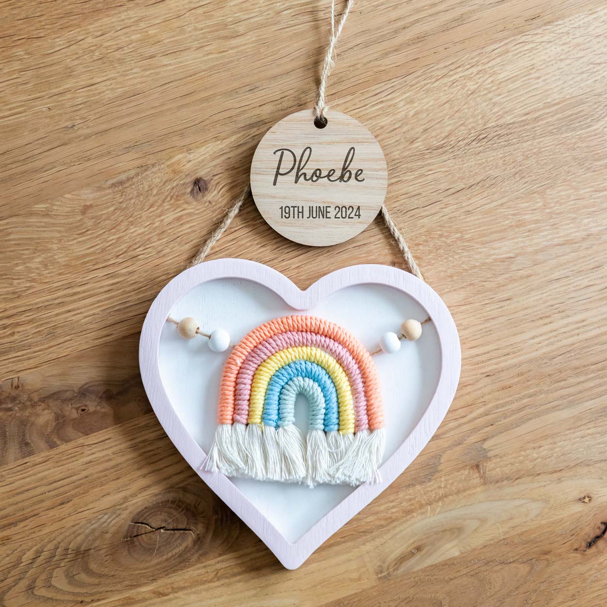 Personalised New Baby Gift Heart Nursery Sign