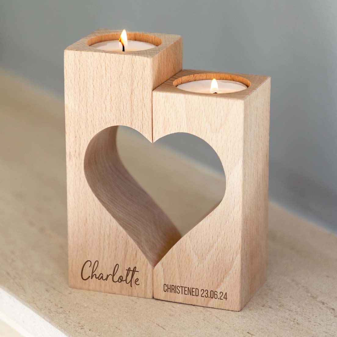 Personalised Heart Candle Set Christening Baptism Gift – Little
