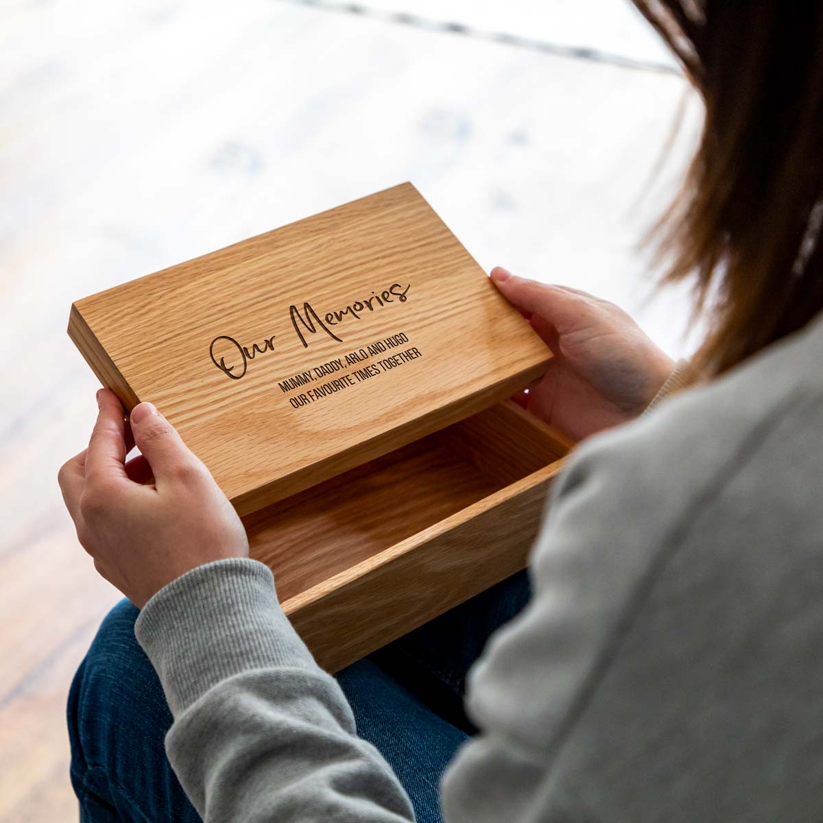 Personalised Our Memories Oak Keepsake Box Gift