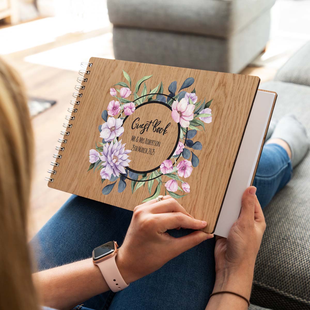 Personalised Floral Circle Wedding Day Guest Book