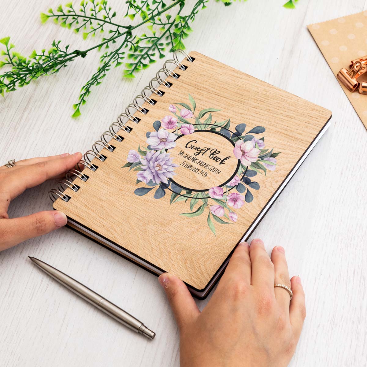 Personalised Floral Circle Wedding Day Guest Book