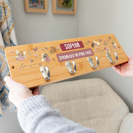 Personalised Fairy Wall Mounted Coat Hooks For Kids Bedroom