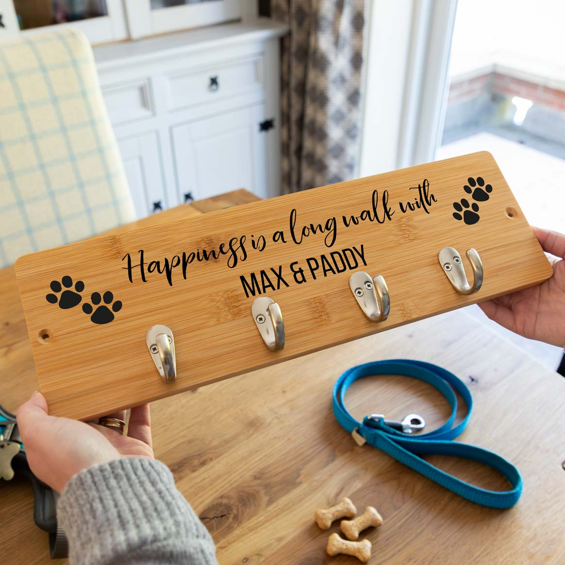 Personalised Dog Lead Hook and Accessories Holder