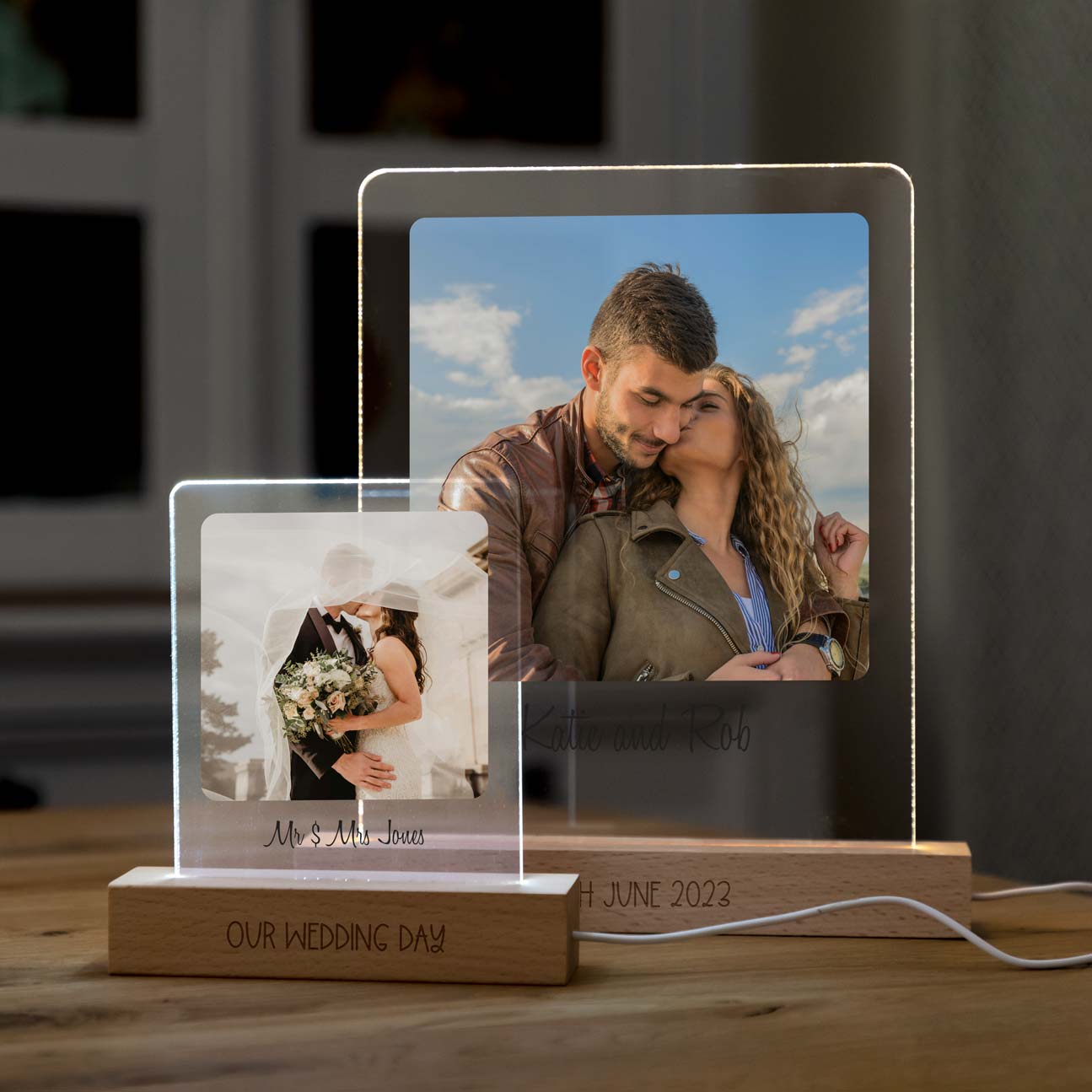 Personalised Photo LED Light 5th Anniversary Gift