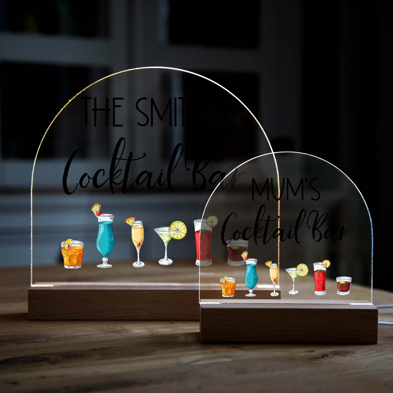 Personalised Cocktail Bar Light Sign