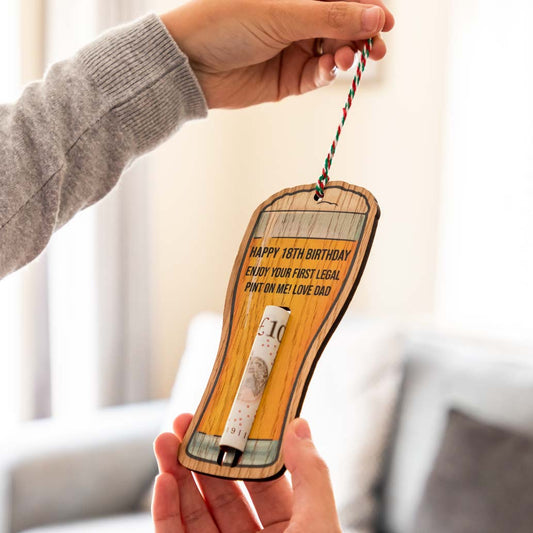 Personalised 18th Birthday Pint of Beer Money Holder Gift