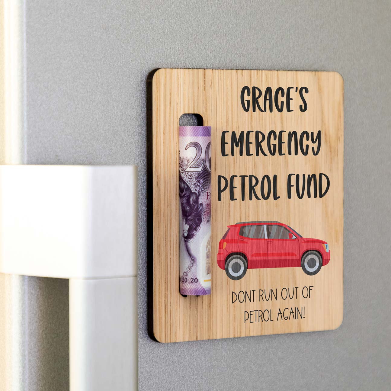Personalised Emergency Petrol Fund Money Holder Magnet