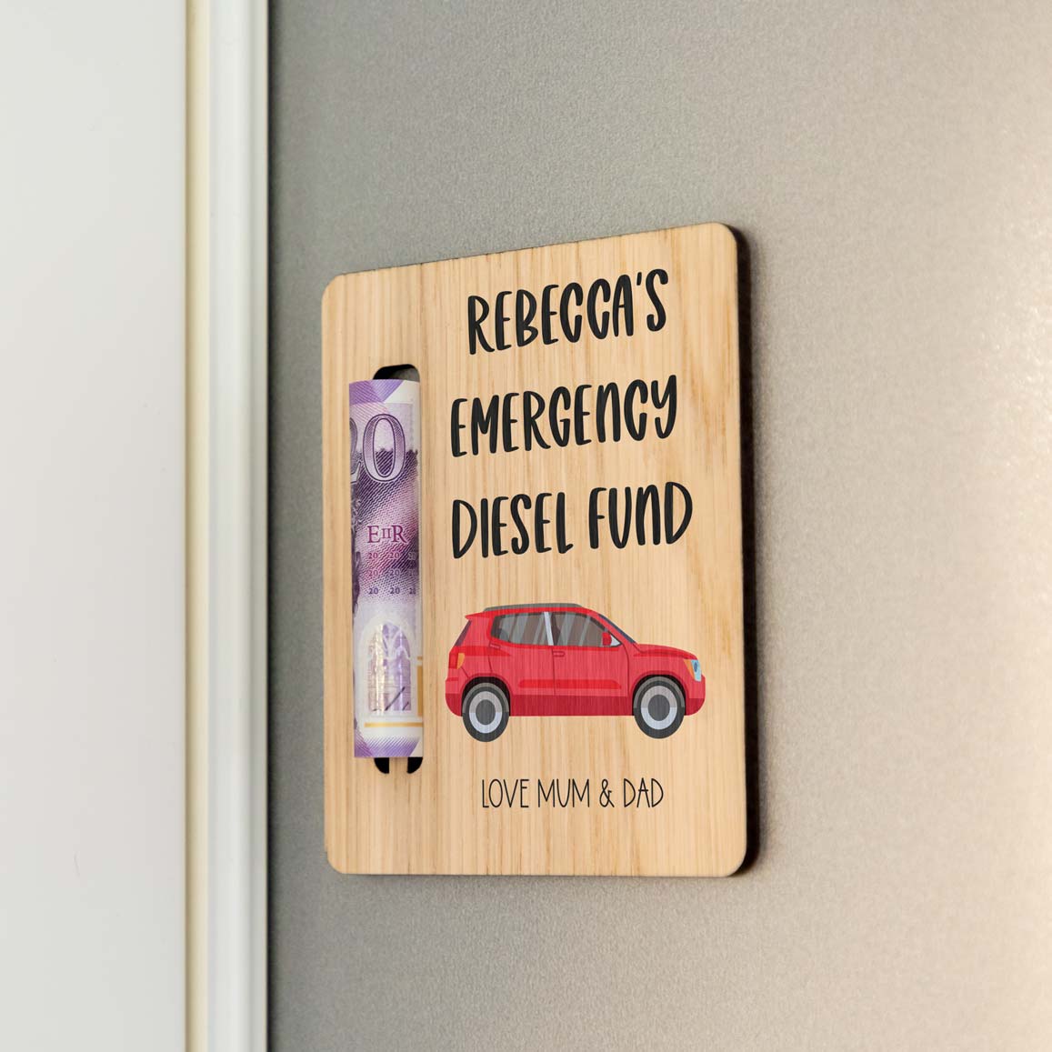 Personalised Emergency Petrol Fund Money Holder Magnet