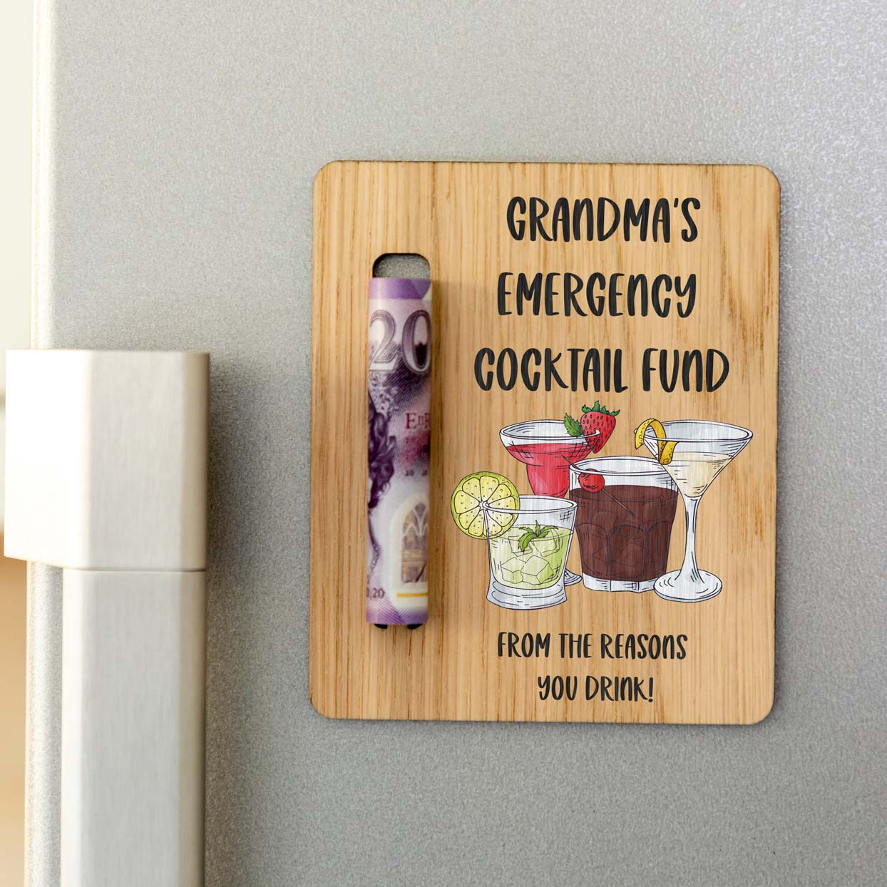 Personalised Emergency Cocktail Fund Money Holder Magnet