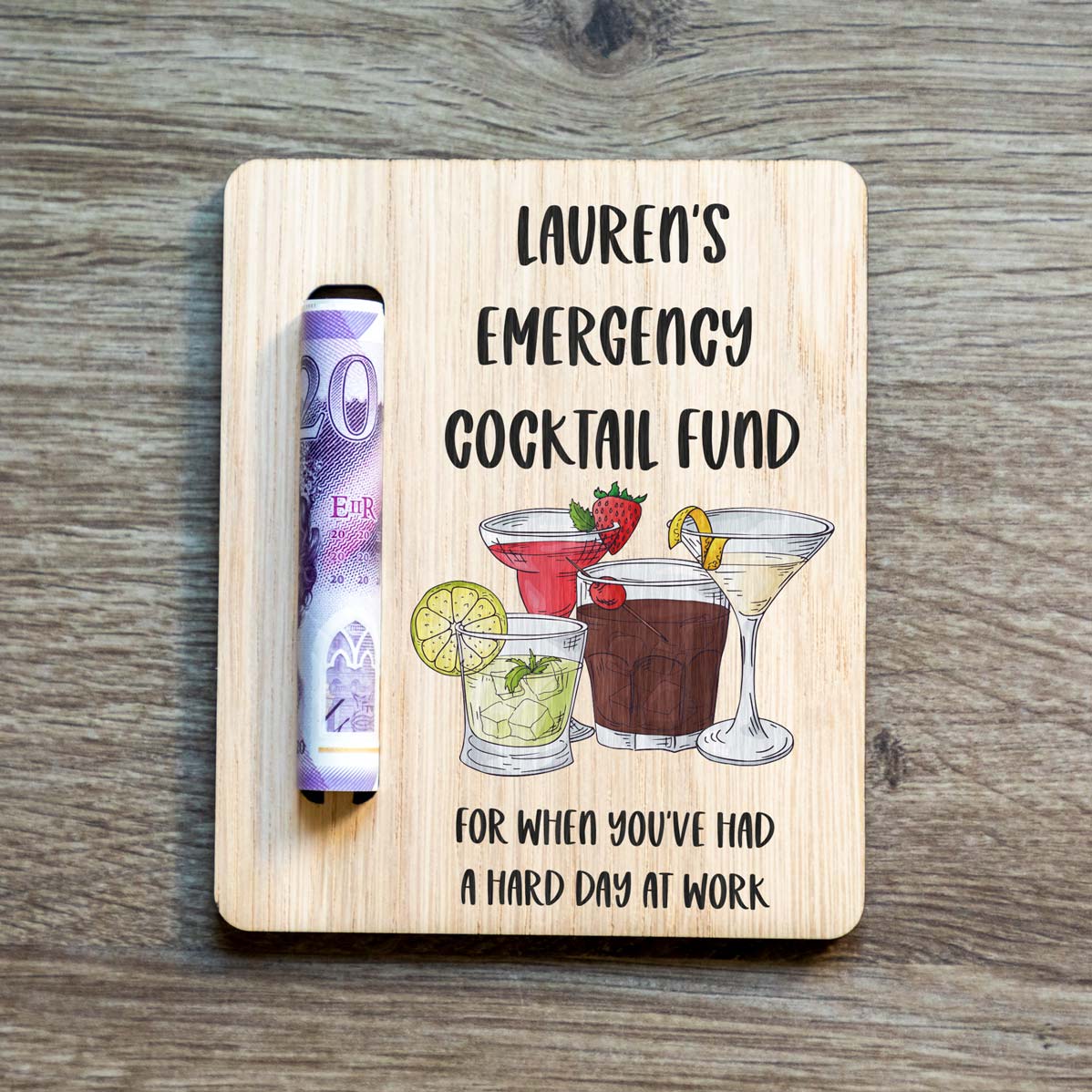 Personalised Emergency Cocktail Fund Money Holder Magnet