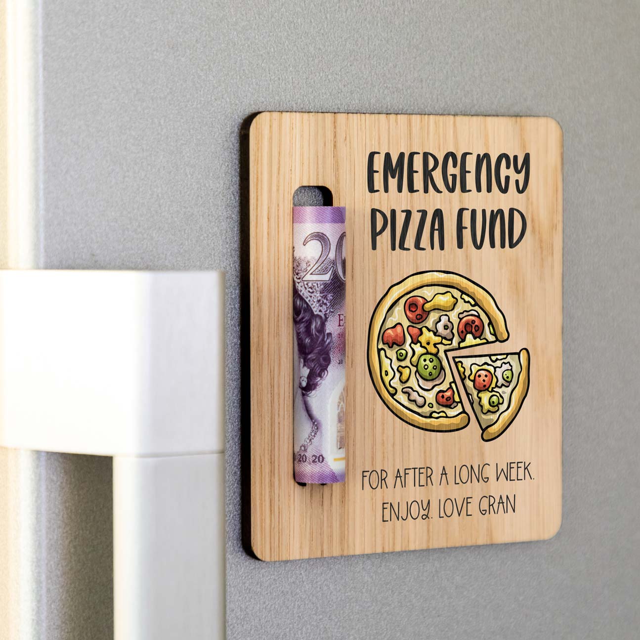 Personalised Emergency Pizza Fund Money Holder Magnet