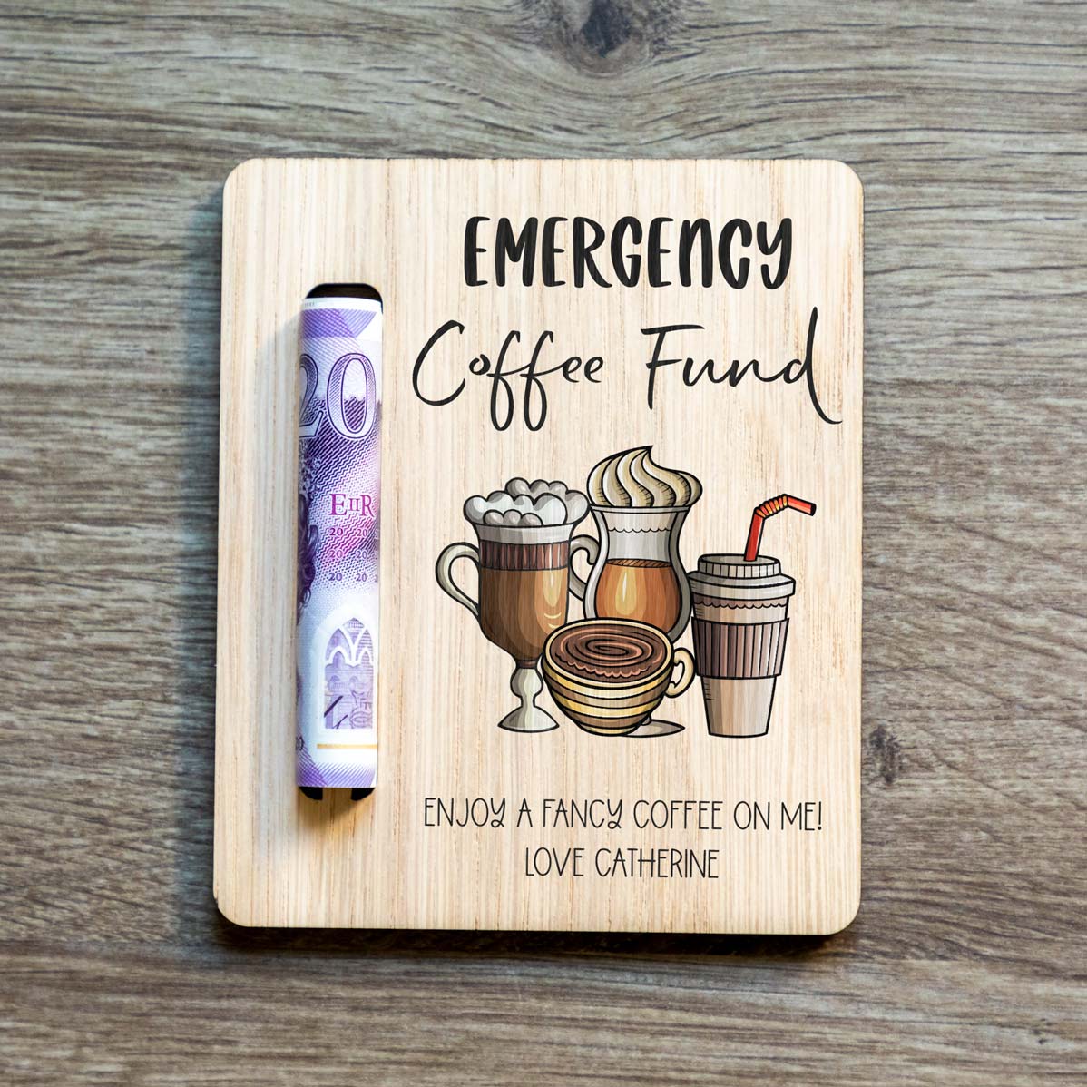 Personalised Emergency Coffee Fund Money Holder Magnet