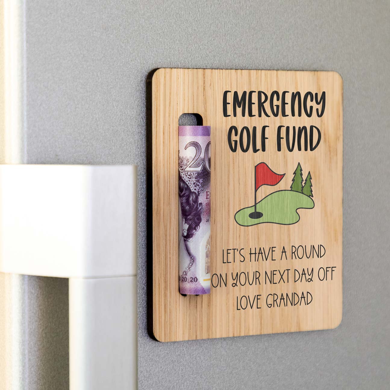 Personalised Emergency Golf Fund Money Holder Magnet