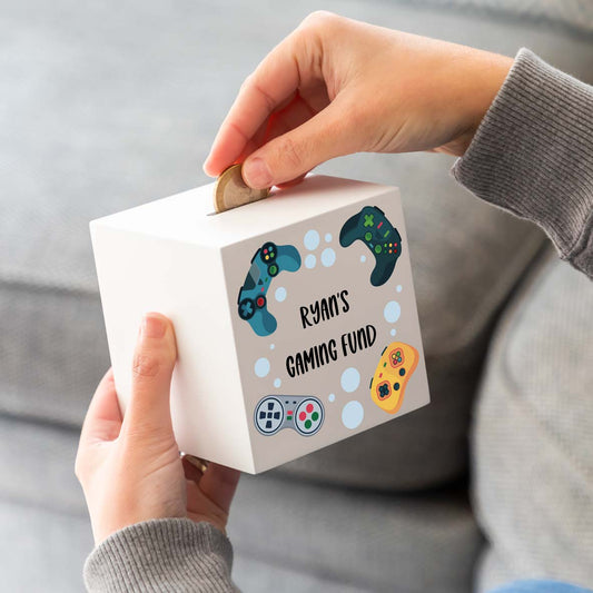 Personalised Gaming Fund White Money Box