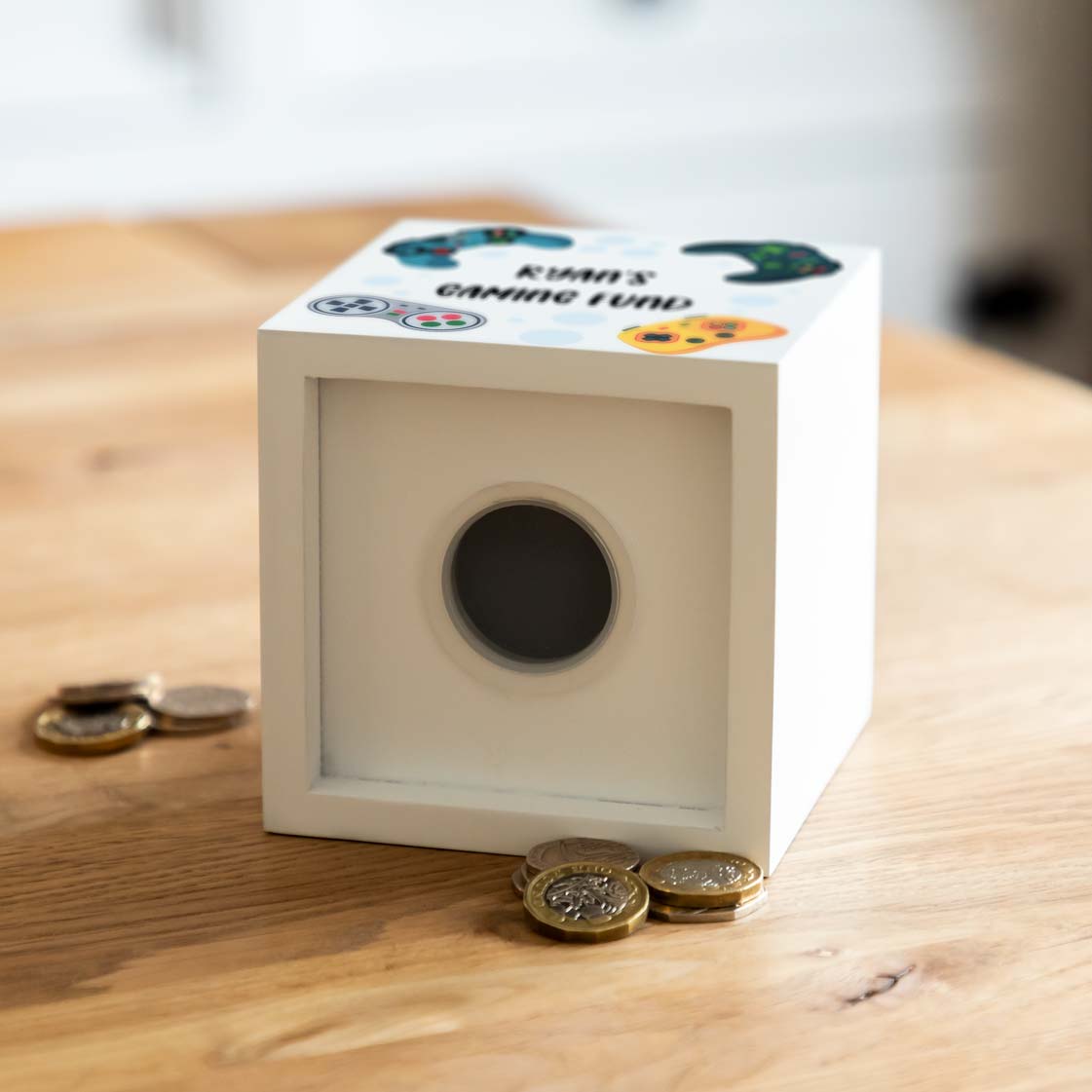 Personalised Gaming Fund White Money Box