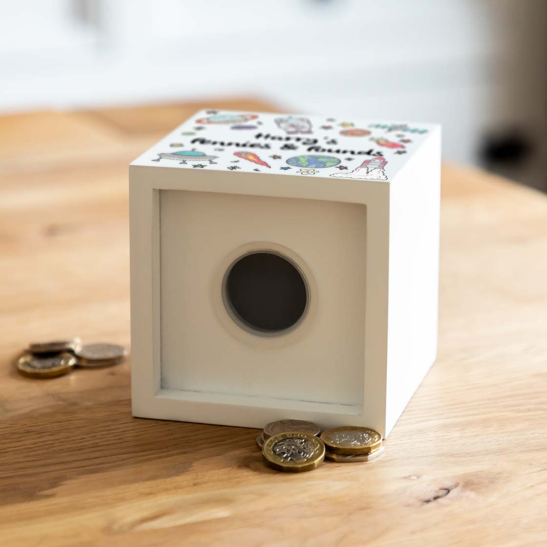 Personalised Outer Space White Money Box