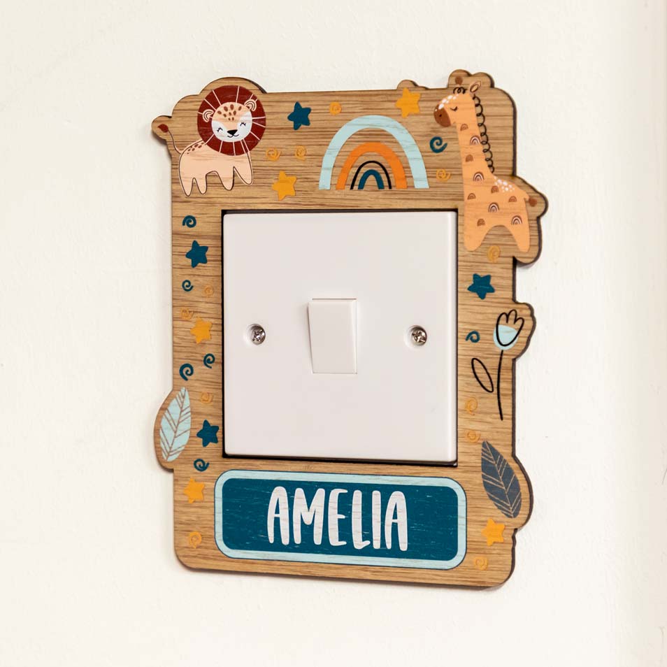 Personalised Jungle Animals Light Switch Surround