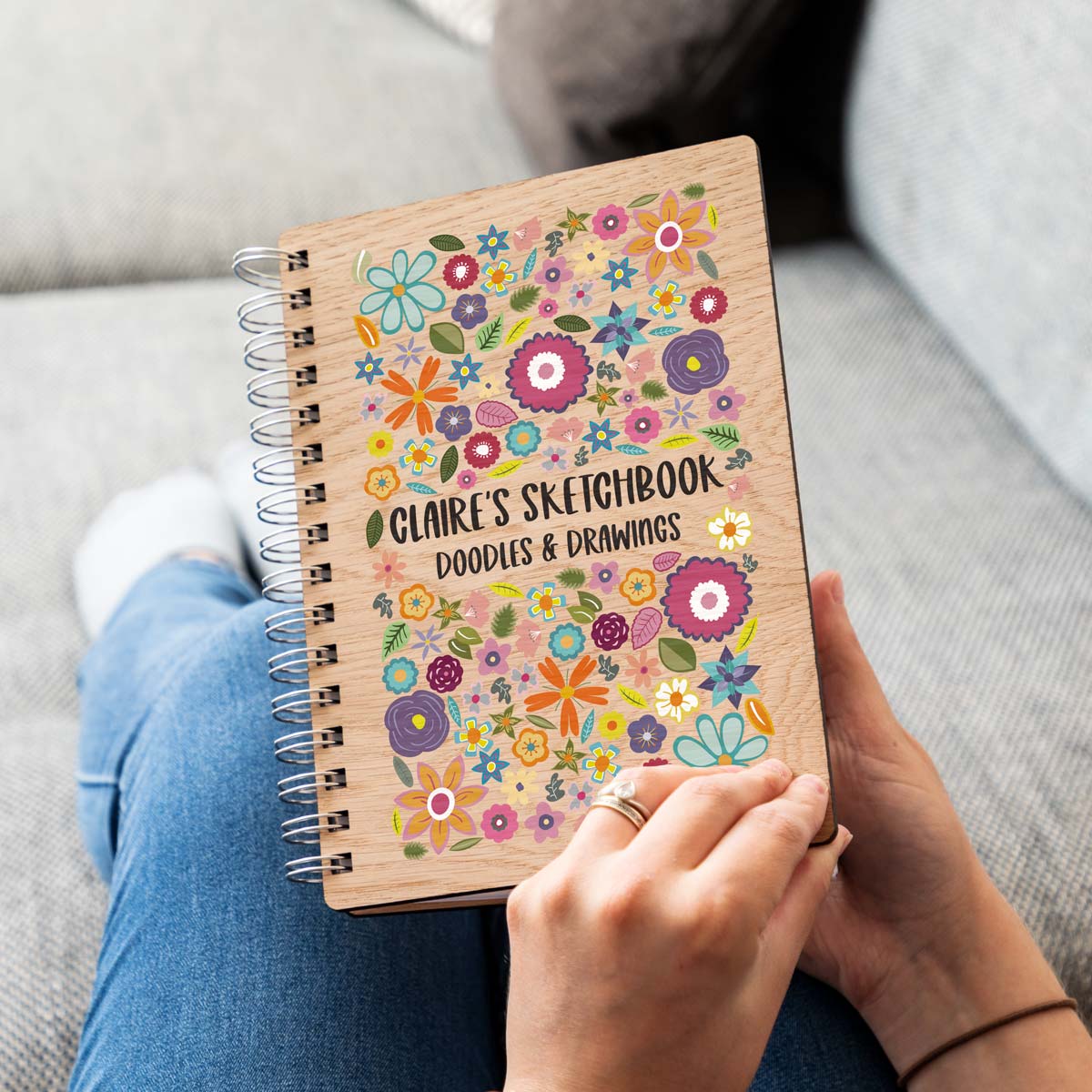 Personalised Sketchbook Bright Flowers