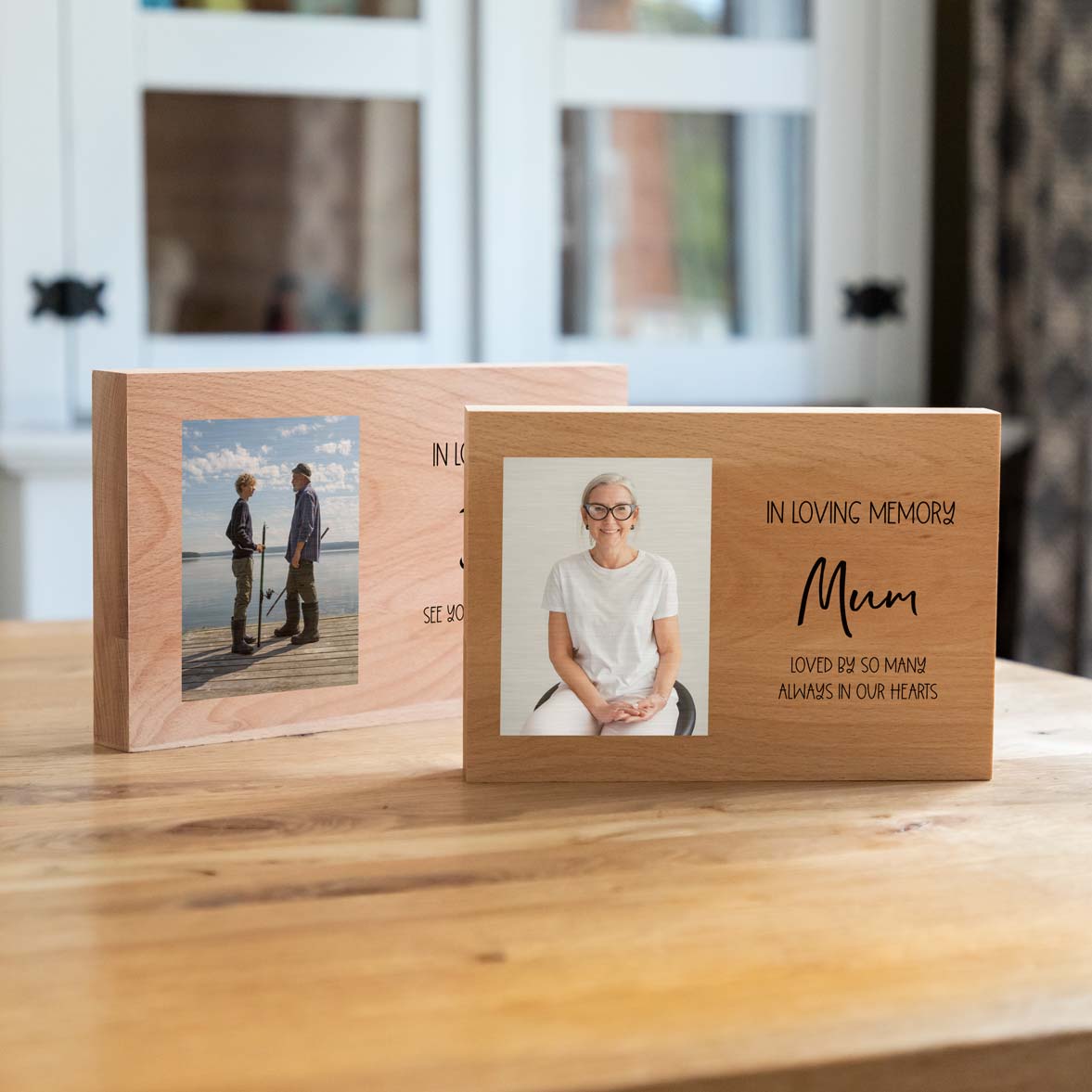 Personalised Wood Photo Block In Loving Memory
