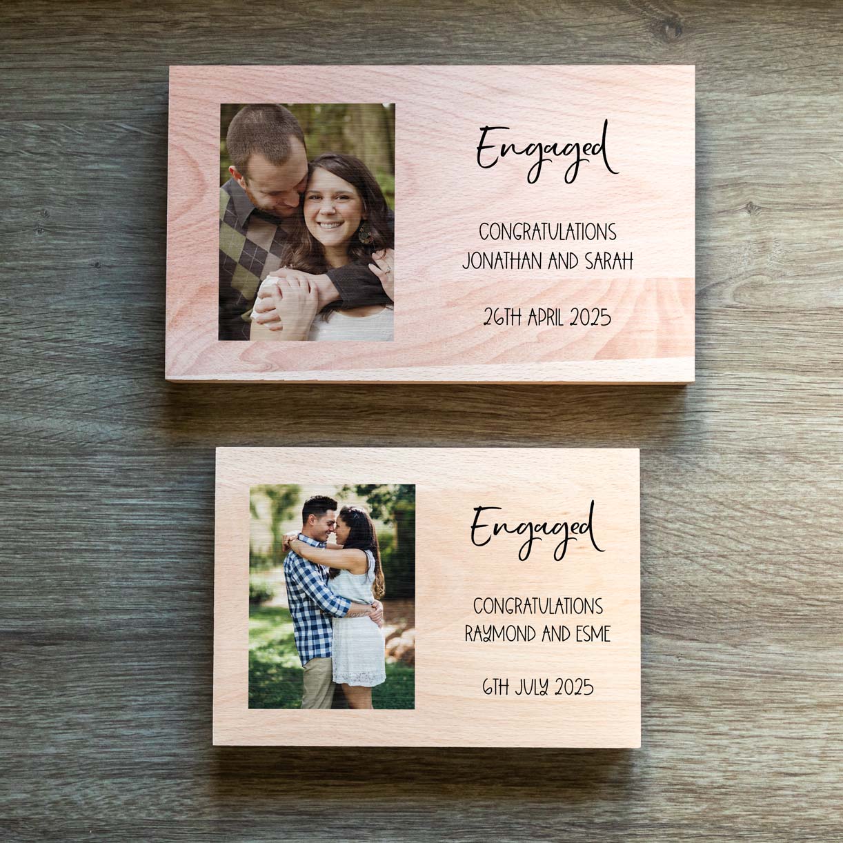 Personalised Wood Photo Block Engagement Gift