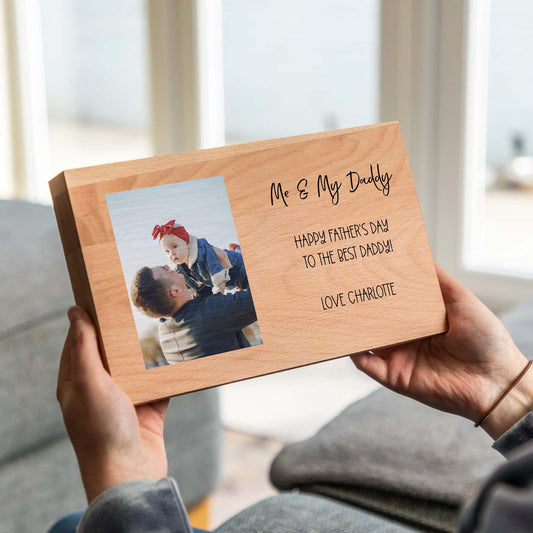 Personalised Beech Photo Block With Message