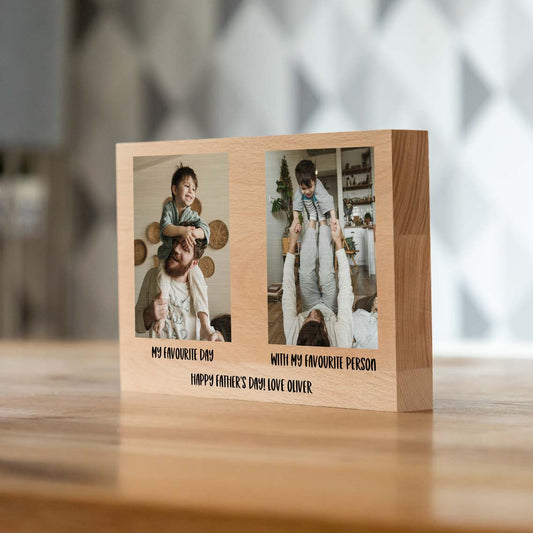 Personalised Photo Block with Two Photos and Message