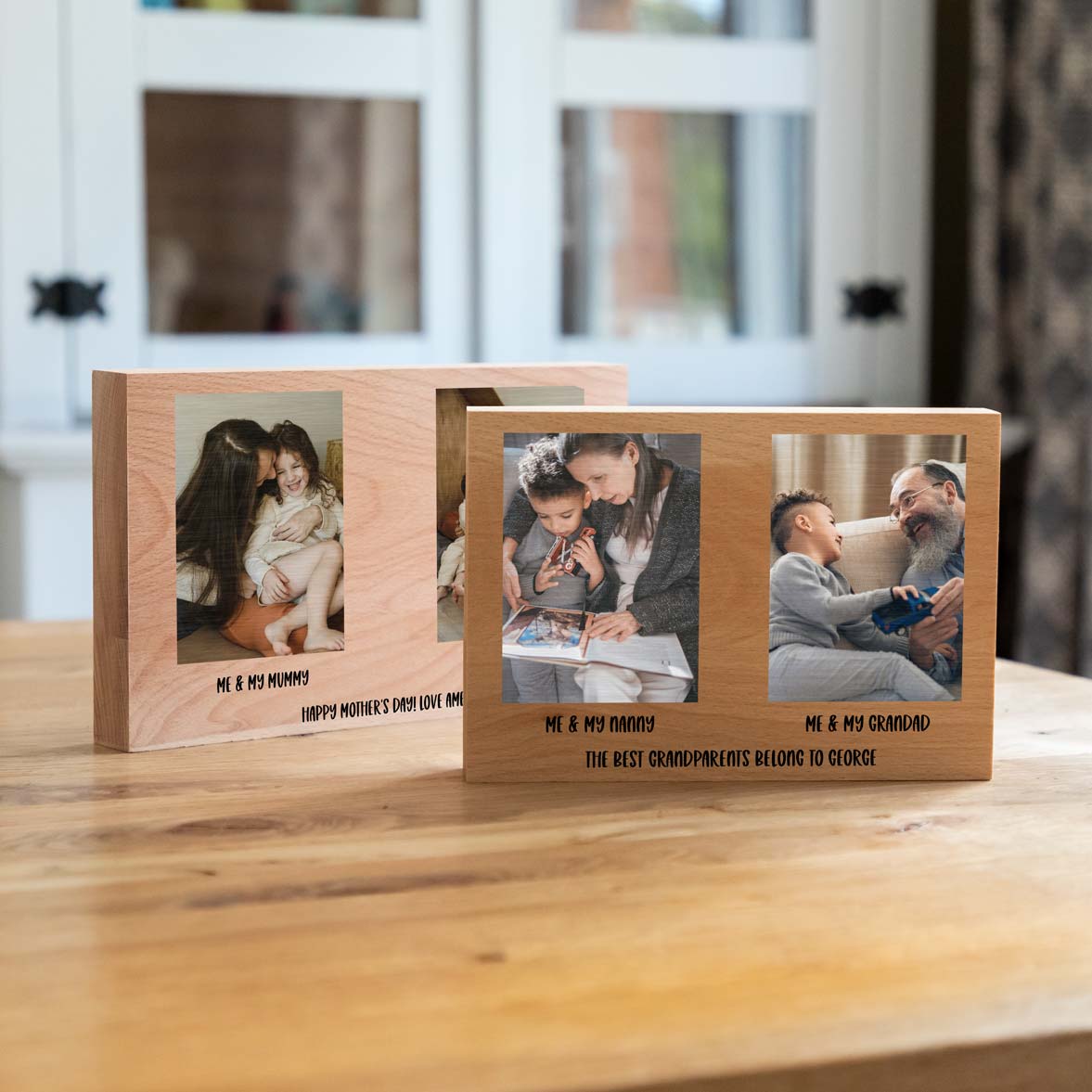Personalised Photo Block with Two Photos and Message