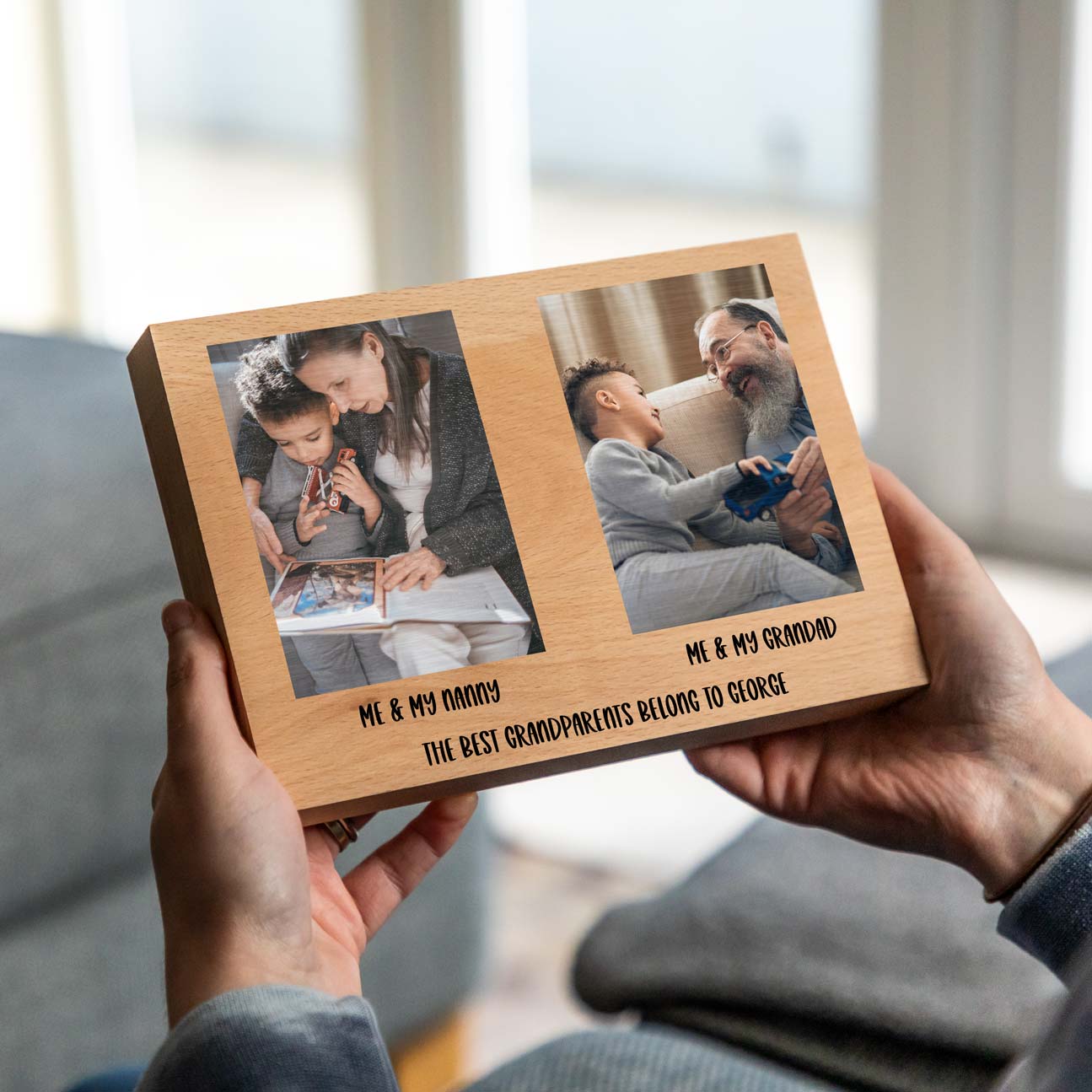 Personalised Photo Block with Two Photos and Message