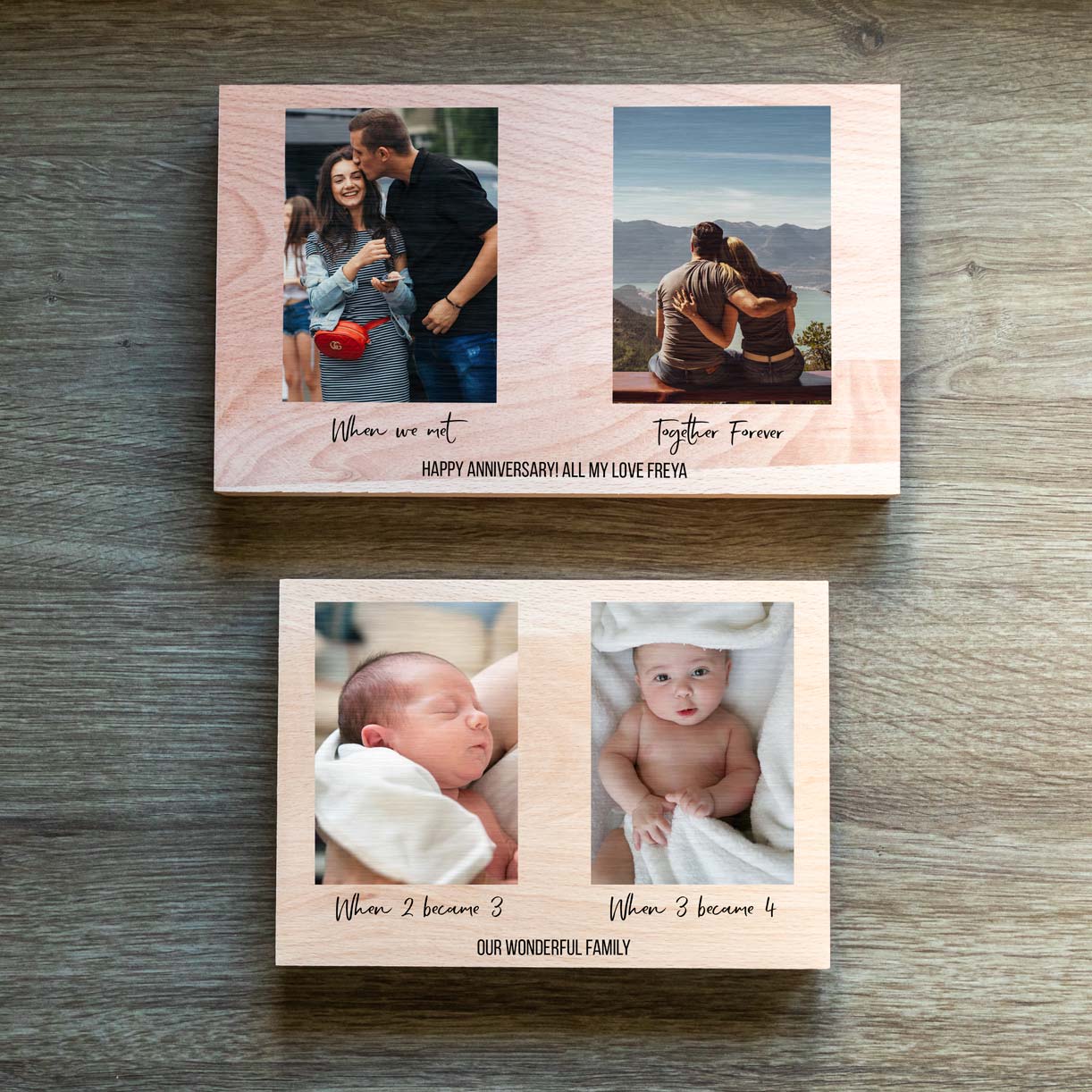 Personalised Photo Block With Two Photos Anniversary Gift