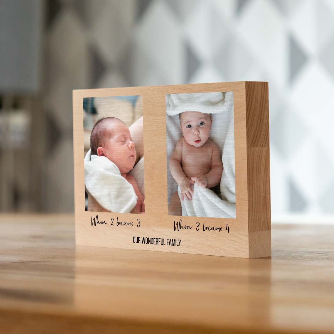 Personalised Photo Block With Two Photos Anniversary Gift