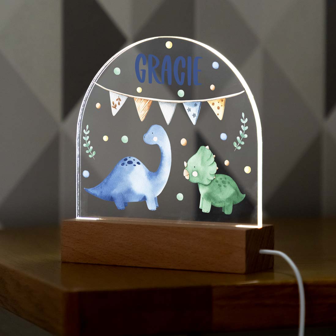 Personalised Dinosaur LED Night Light