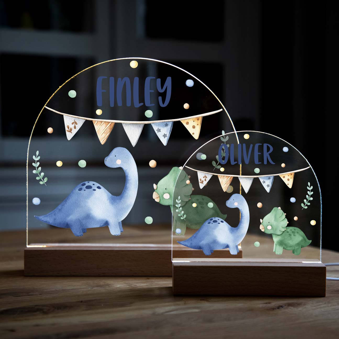 Personalised Dinosaur LED Night Light
