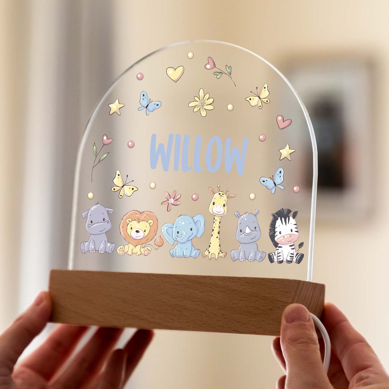 Personalised Night Light Cute Jungle Animals