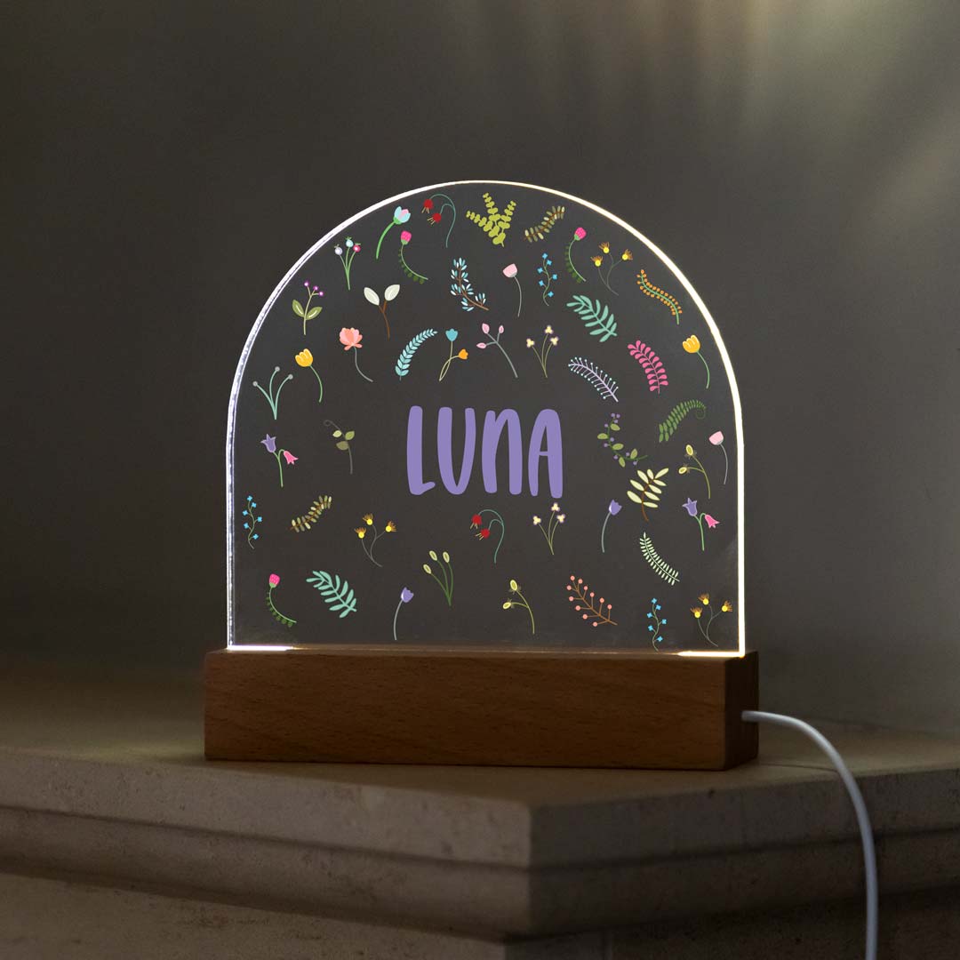 Personalised Wildflower LED Night Light