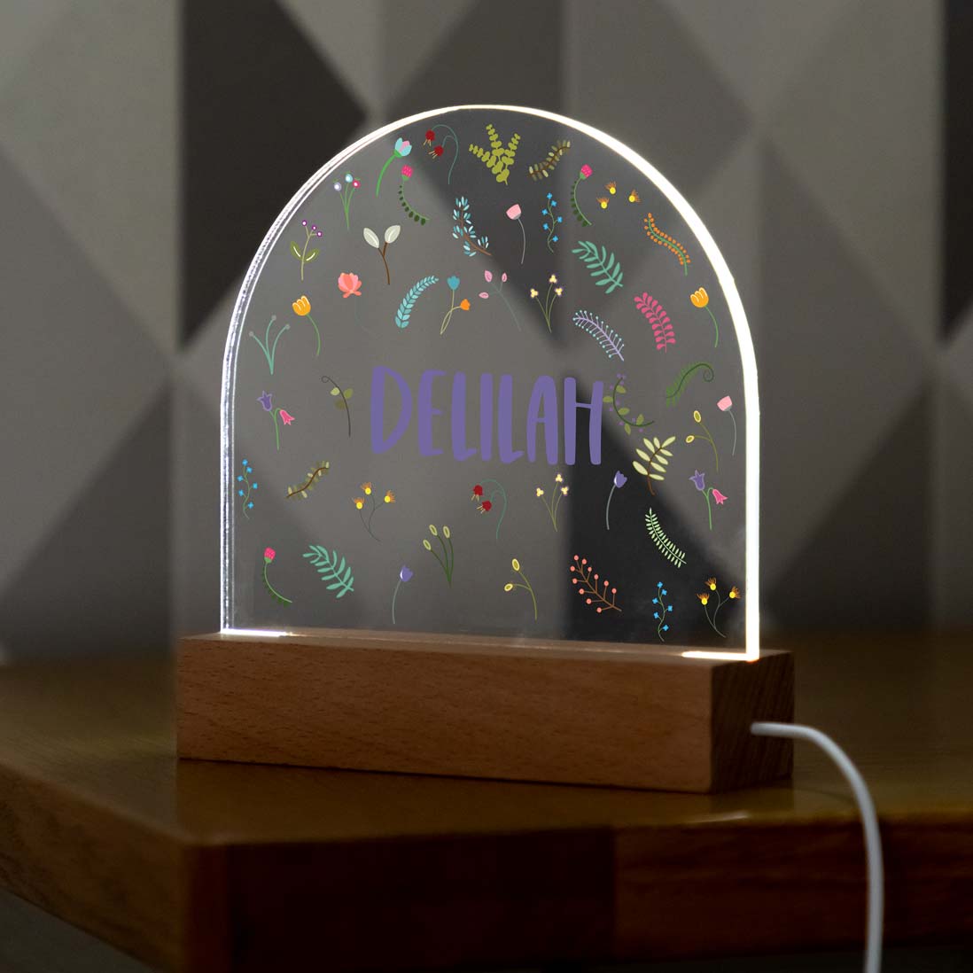 Personalised Wildflower LED Night Light