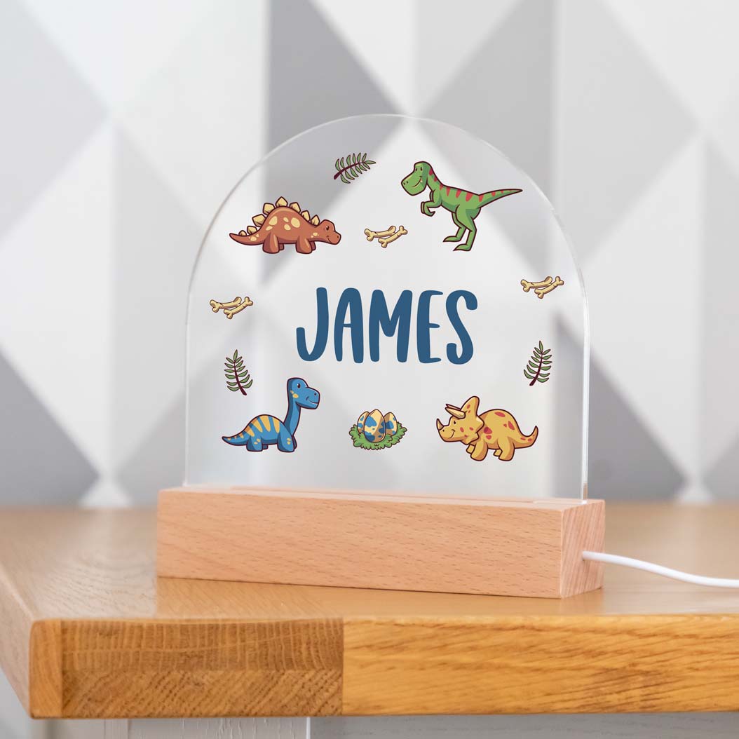 Personalised Dinosaur Night Light For Children
