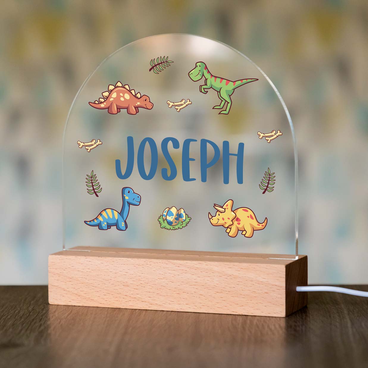 Personalised Dinosaur Night Light For Children